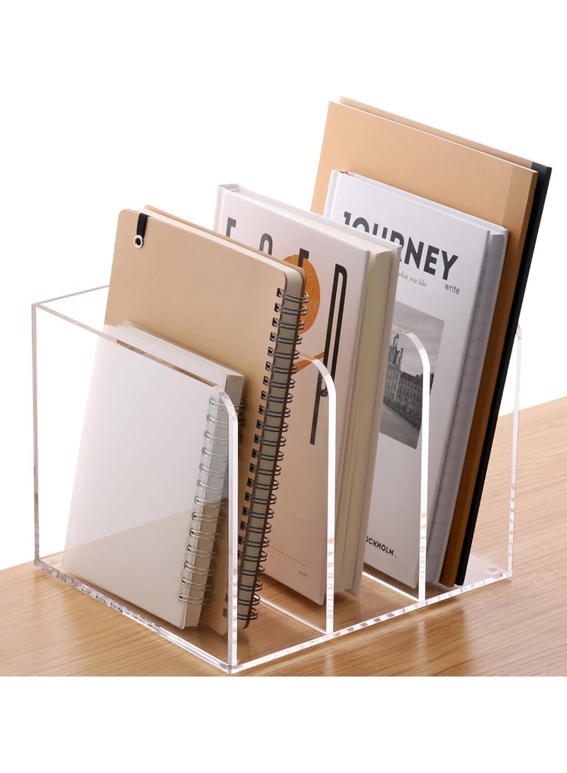 تي بي جي بي حامل ملفات من الأكريليك الشفاف لتنظيم المكتب مع 3 مقصورات عمودية للتخزين والتنظيم - 8.5 × 7.2 × 6.5 بوصة شفاف - Image 2