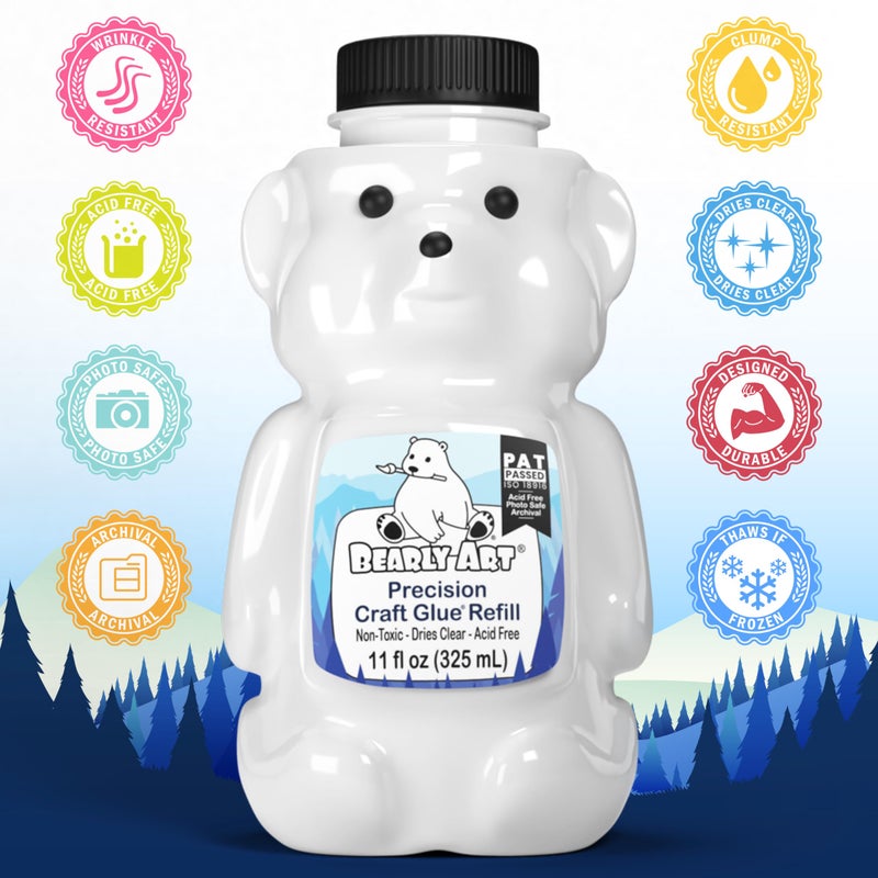 Bearly Art Precision Craft Glue 11fl oz Refill - Archival Acid Free - Dries Clear - Wrinkle Resistant - Flexible and Crack Resistant - Strong Hold Designed Tough - Made in USA - Image 3