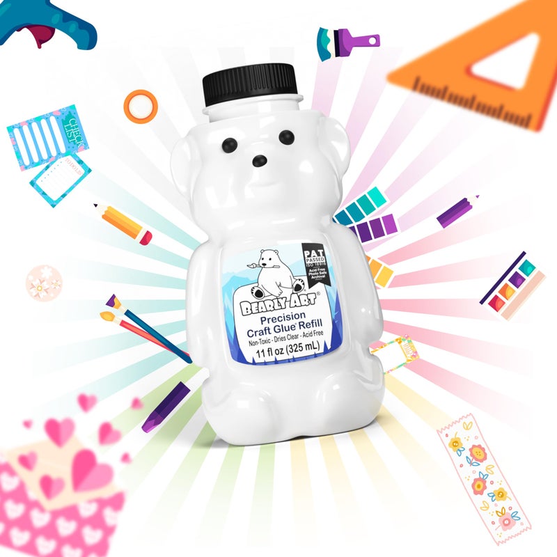Bearly Art Precision Craft Glue 11fl oz Refill - Archival Acid Free - Dries Clear - Wrinkle Resistant - Flexible and Crack Resistant - Strong Hold Designed Tough - Made in USA - Image 2