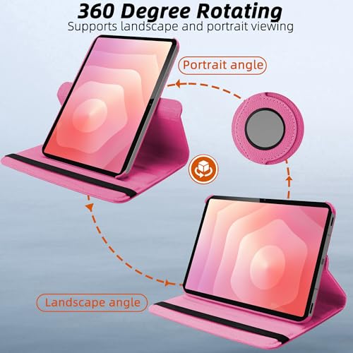 TGK 360 Rotatable Flip Cover for Samsung Galaxy Tab S11 Case 11 inch 2025, Galaxy Tab S10 Lite / S10 FE / S9 FE 10.9 inch / S9 11 Inch 2023 (Hot Pink) - Image 4