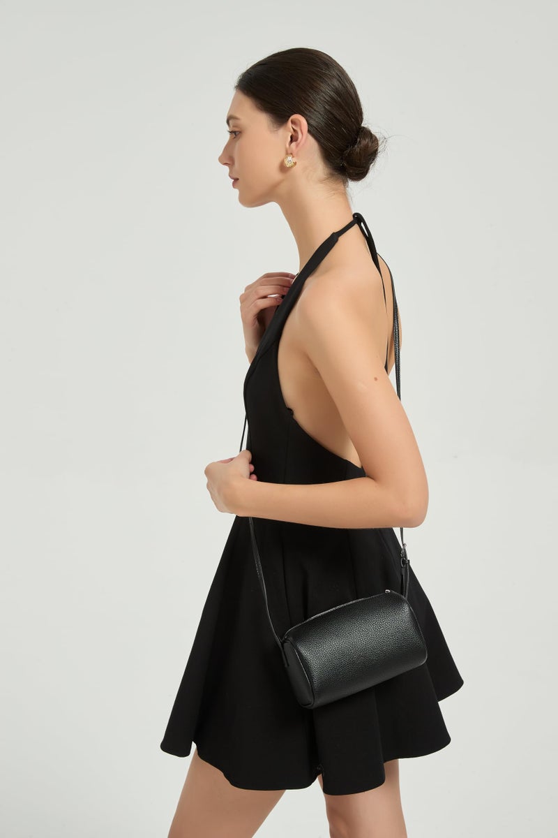 Party Hobo Crossbody Bags For Women,Vegan Leather Barrel Bag For Ladies,Designer Mini Pruse With Adjustable Strap,Black - Image 3