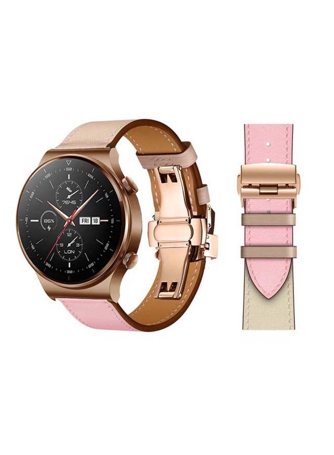 بيرفيي سوار بديل من الجلد الطبيعي لساعة هواوي GT2 برو وردي - Image 1