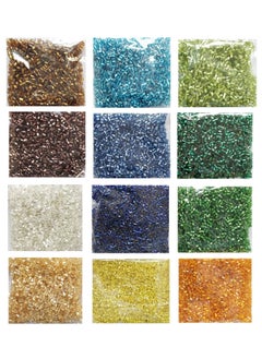 eshoppee eshoppee 300 gm 3 mm 12 Colors X 25 gm Multicolor Cut Pipe Glass Beads for Jewellery Making kit Art and Crafts Materials for Embroidery Necklace Bracelet Earring Making Materials DIY kit (6)  - Image 1