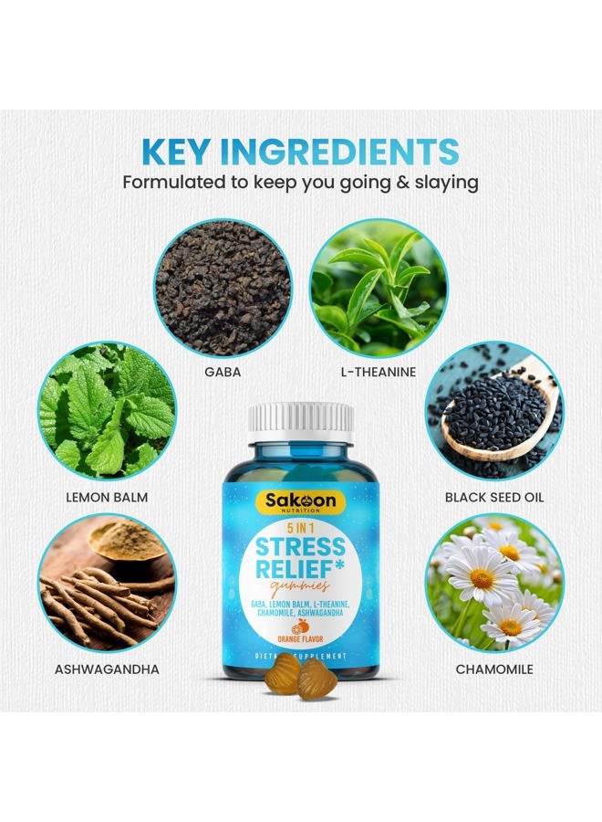 Sakoon nutrition Stress Relief Gummies - Ashwagandha,GABA, Lemon Balm, L-Theanine, Chamomile, - Image 3