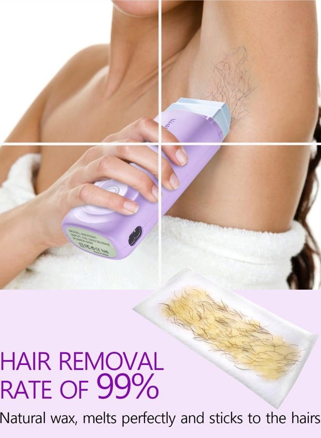 Waxfans Roll on Wax Kit, Wax Roller Kit for Hair Removal,Smart Roll on Wax Warmer,Upgrade Waxing Kit,About 15-minute Fast Heating,Easy Waxing:Suitable for Beginners Waxing at Home（Purple） - Image 4