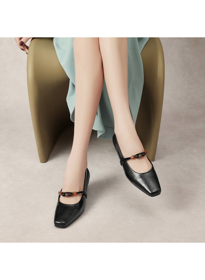 St&Sat French Retro Shallow Mouth Little Leather Shoes Women 2026 New Autumn Pointed Toe Stylish Versatile Literary Mary Jane - Image 2