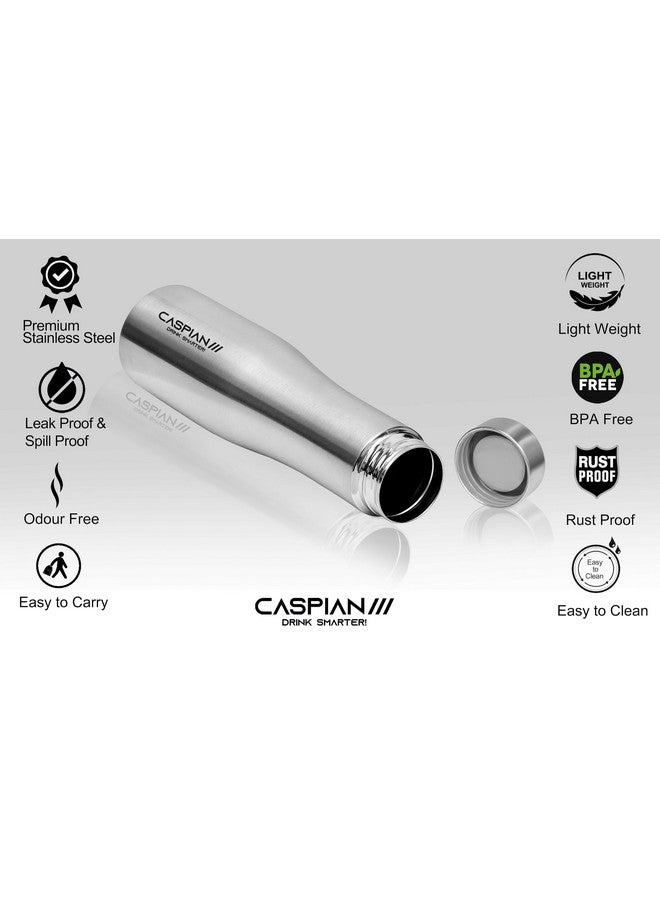 CASPIAN /// Aqua Stainless Steel Water Bottle (Silver, 1 Litre, Set of 6)| Leak Proof Thunder for Fridge Home Office Travel School Kids Boys Girls Adults Sports Gym Yoga - Image 5