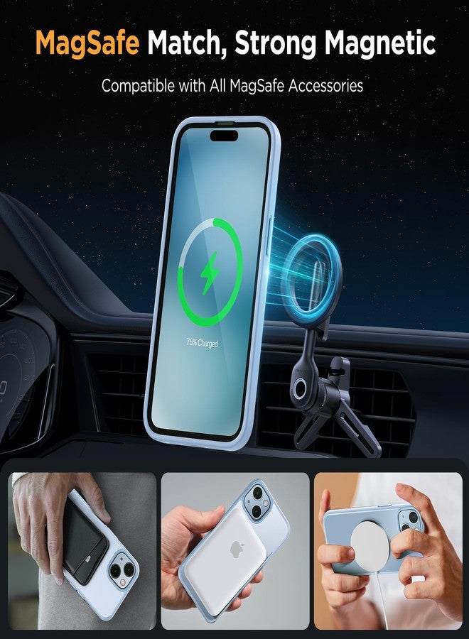 Miracase Magnetic Series Designed for iPhone 15 [Compatible with MagSafe] [With 2 Screen Protectors] Military Grade Protection, Anti-Fingerprint, Slim Case for iPhone 15 - Blue - Image 3