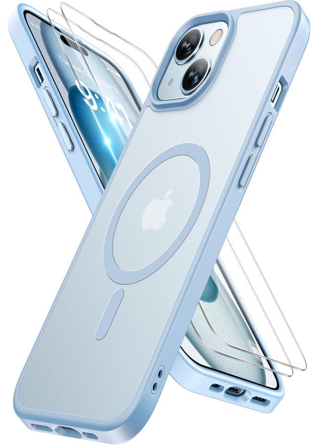 Miracase Magnetic Series Designed for iPhone 15 [Compatible with MagSafe] [With 2 Screen Protectors] Military Grade Protection, Anti-Fingerprint, Slim Case for iPhone 15 - Blue - Image 1