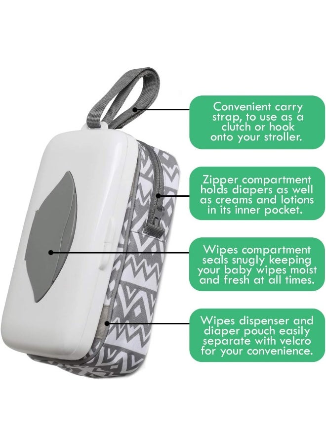 Yogo Baby Yogo Baby Wipes Dispenser with Nappy Pouch 2 in 1 Portable Travel Clutch with Strap for Carrying Nappies and Wipes On The Go  - Image 2