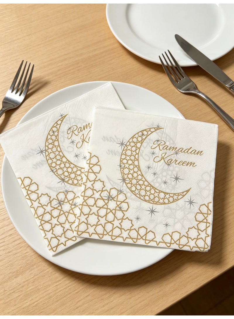 يولولاند 40 منديلًا من نوع ”Arabic Moon Party“ - مناديل ورقية عالية الجودة، مناسبة للحفلات العائلية. (40 منديلًا، 17 × 17 سم) - Image 3