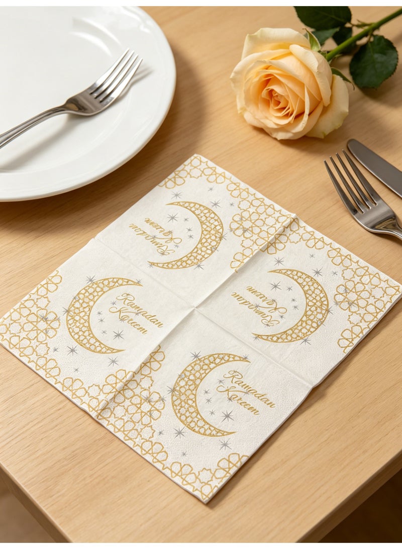 يولولاند 40 منديلًا من نوع ”Arabic Moon Party“ - مناديل ورقية عالية الجودة، مناسبة للحفلات العائلية. (40 منديلًا، 17 × 17 سم) - Image 1