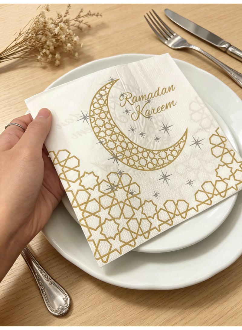 يولولاند 40 منديلًا من نوع ”Arabic Moon Party“ - مناديل ورقية عالية الجودة، مناسبة للحفلات العائلية. (40 منديلًا، 17 × 17 سم) - Image 2