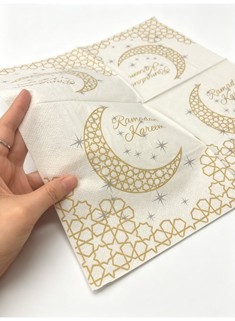 يولولاند 40 منديلًا من نوع ”Arabic Moon Party“ - مناديل ورقية عالية الجودة، مناسبة للحفلات العائلية. (40 منديلًا، 17 × 17 سم) - Image 4