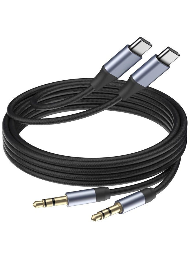 عبوتان من كابل USB-C إلى مقبس صوت AUX مقاس 3.5 ملم بطول 3.28 قدم، سلك ستيريو للسيارة متوافق مع iPhone 16 Pro Max و15 Pro Max وSamsung Galaxy S24 وS23 وS22 وS21 وNote 20 وPixel 4 و5 XL وiPad Pro - Image 1