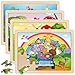 SYNARRY Large Animals Wooden Puzzles for Kids 4 in 1 Gift Box122 94 in Jigsaw Puzzles for Toddlers 35 Puzzles for Kids Ages 46 Easter Basket Stuffers Gifts Toys for Kids - Image 4