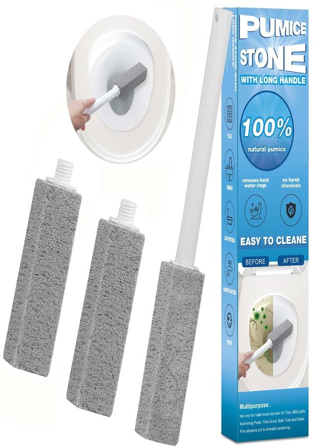 Herda 3 Packs Pumice Cleaning Stone with Extra Long Handle, Pumice Stone for Toilet Bowl Clean for Cleaning Toilets, Bathtubs, Grills, Swimming Pools, Sinks - Image 1
