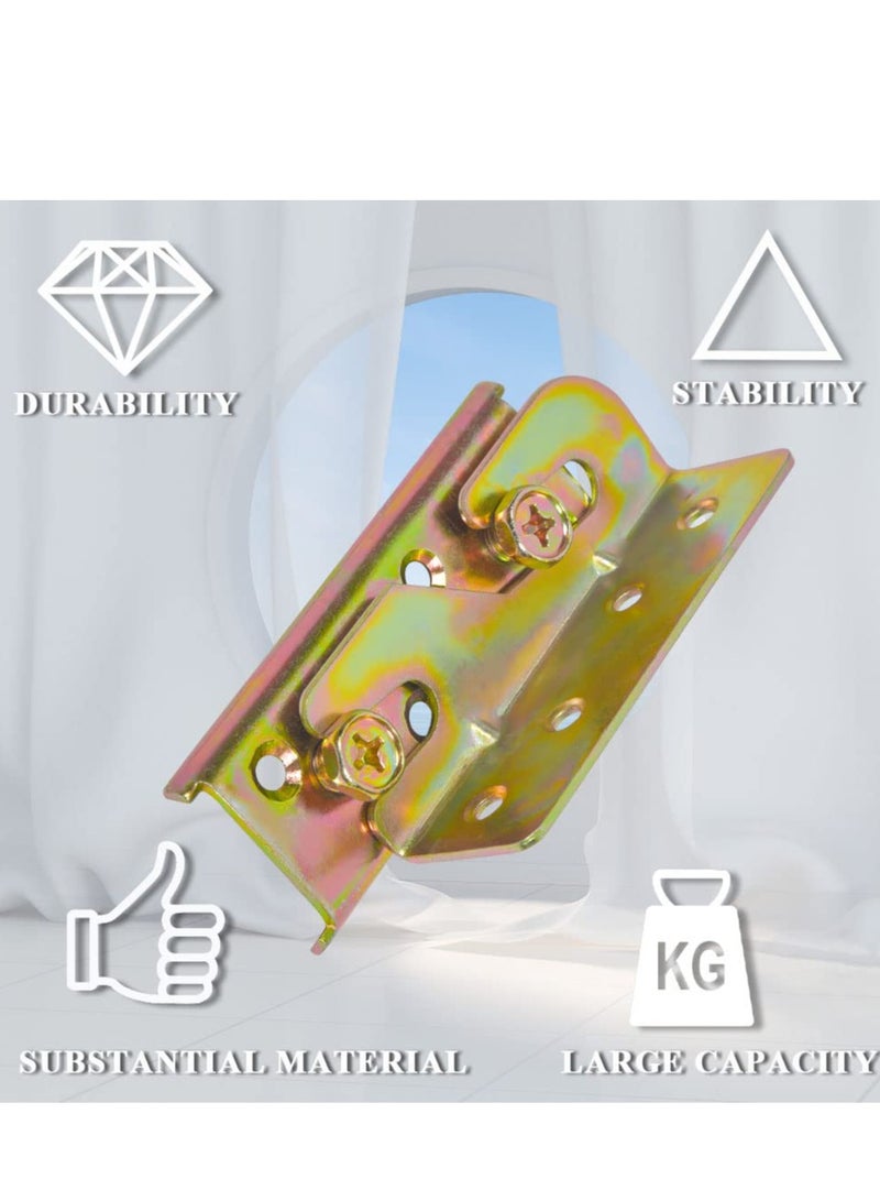 SYOSI Bed Rail Brackets, Set of 4 Bed Rail Fittings, Heavy Duty Non-Mortise, Bed Frame Bed Post Double Hook Slot BracketScrews Included - Image 2