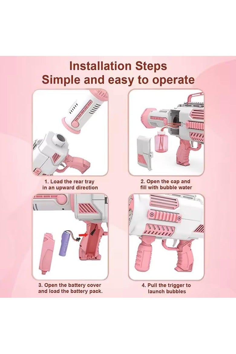 Rocket Launcher Bubble Machine – Pink Color, Automatic Bubble Blower Toy for Kids, Outdoor Party & Play Fun  - Image 2