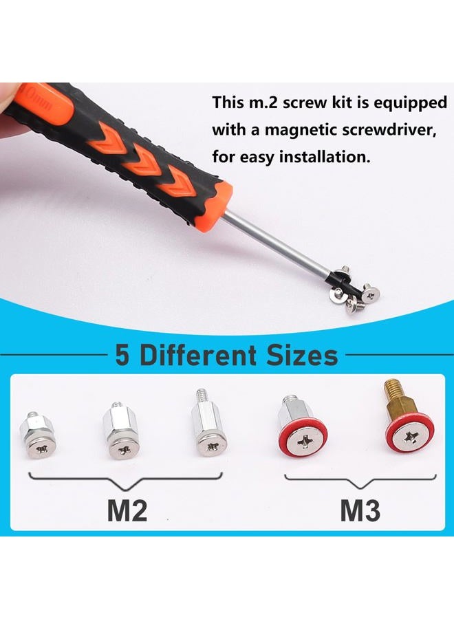Bemaka M.2 SSD Mounting Screws Kit, M.2 Motherboard Standoffs and Screws, M.2 NVMe Screw with Magnetic Screwdriver for Laptop Computer DIY & Repair - Image 3
