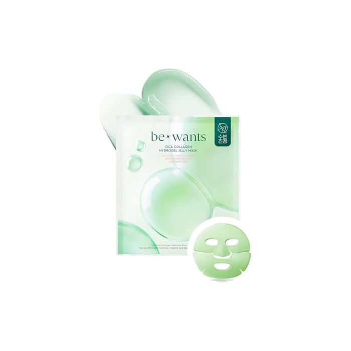 bewants Cica Collagen Hydrogel Jelly Mask with Centella Asiatica, Aloe Vera, Cucumber Extract – Moisturizing Face Sheet for Soothing, Firming, and Radiance (1 Pack)