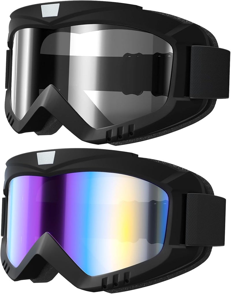 Dirt Bike Goggles Motorcycle Goggles - Windproof Glasses, Racing Helmet Goggles for Adults Men Women Youth Kids 2 Pack - Image 1