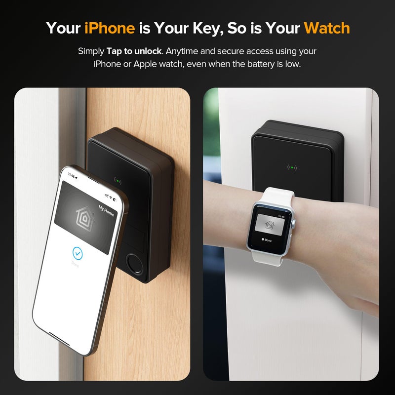 ThorBolt X3 Apple Home Key Door Lock Deadbolt, iOS ONLY, Smart Keyless Entry Door Lock with Fingerprint, Works with HomeKit Over Thread (Border Router), Voice/App/Remote Control, IP65 Weatherproof, Black - Image 2