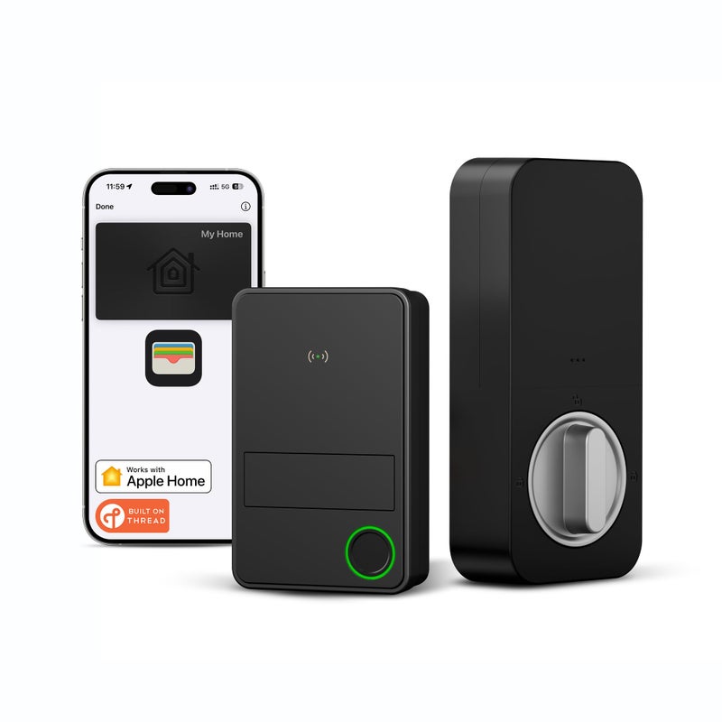 ThorBolt X3 Apple Home Key Door Lock Deadbolt, iOS ONLY, Smart Keyless Entry Door Lock with Fingerprint, Works with HomeKit Over Thread (Border Router), Voice/App/Remote Control, IP65 Weatherproof, Black - Image 1