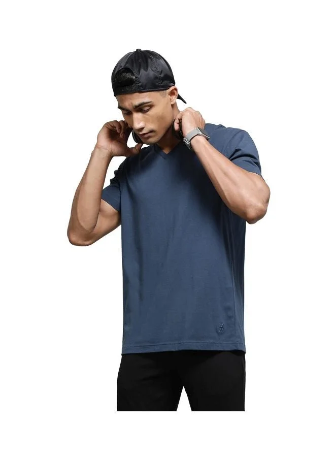 2726 Men Super Combed Cotton Rich Solid V Neck Half Sleeve T Shirt
