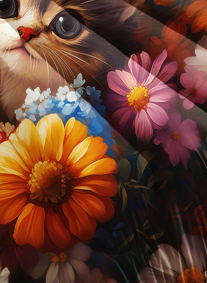 UEVBF Cute Cat Comforter Twin Size,Colorful Flowers Pattern Bedding Sets for Toddlers Girls Kids Room Decor,Soft Breathable Comforter Sets with 2 Pillowcases. - Image 5