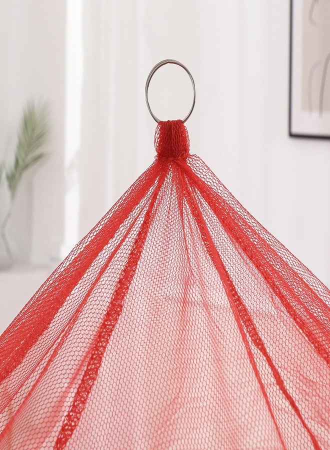 OctoRose Round Hoop red Bed Canopy Mosquito Netting | Fits Bed| Hanging Princess Canopy Crown Bed Curtain Drapes (Hoop-red) - Image 3