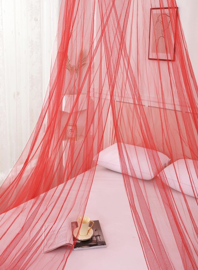 OctoRose Round Hoop red Bed Canopy Mosquito Netting | Fits Bed| Hanging Princess Canopy Crown Bed Curtain Drapes (Hoop-red) - Image 2
