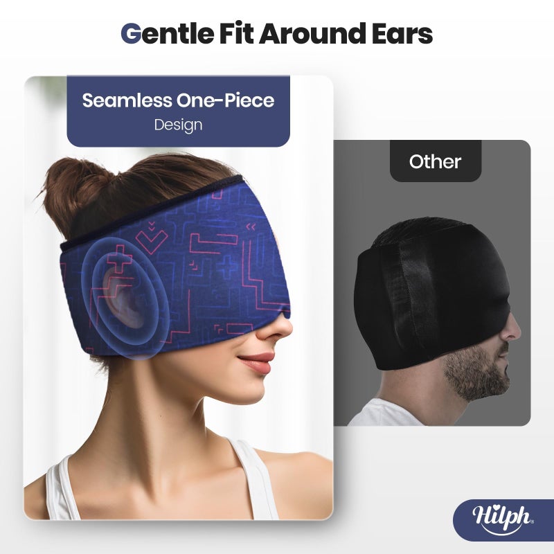 Hilph Adjustable Migraine Relief Cap with Thickened Gel Cold Compress, Headache Relief Cap, Face Cooling Mask Gel Head Wrap for Tension, Stress & Hangover, Soothing Gifts for Women Men Blue - Image 3