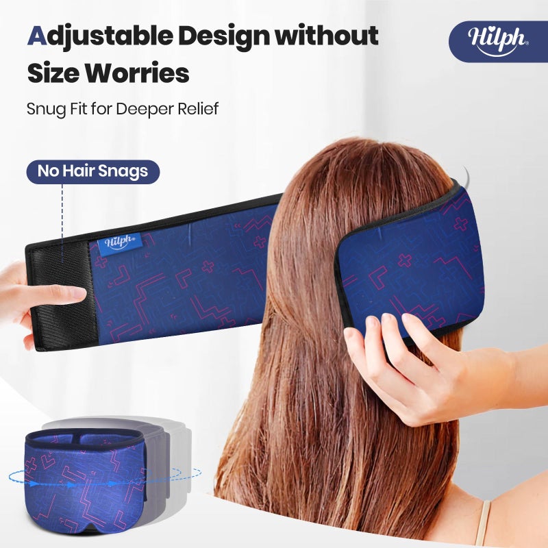 Hilph Adjustable Migraine Relief Cap with Thickened Gel Cold Compress, Headache Relief Cap, Face Cooling Mask Gel Head Wrap for Tension, Stress & Hangover, Soothing Gifts for Women Men Blue - Image 2