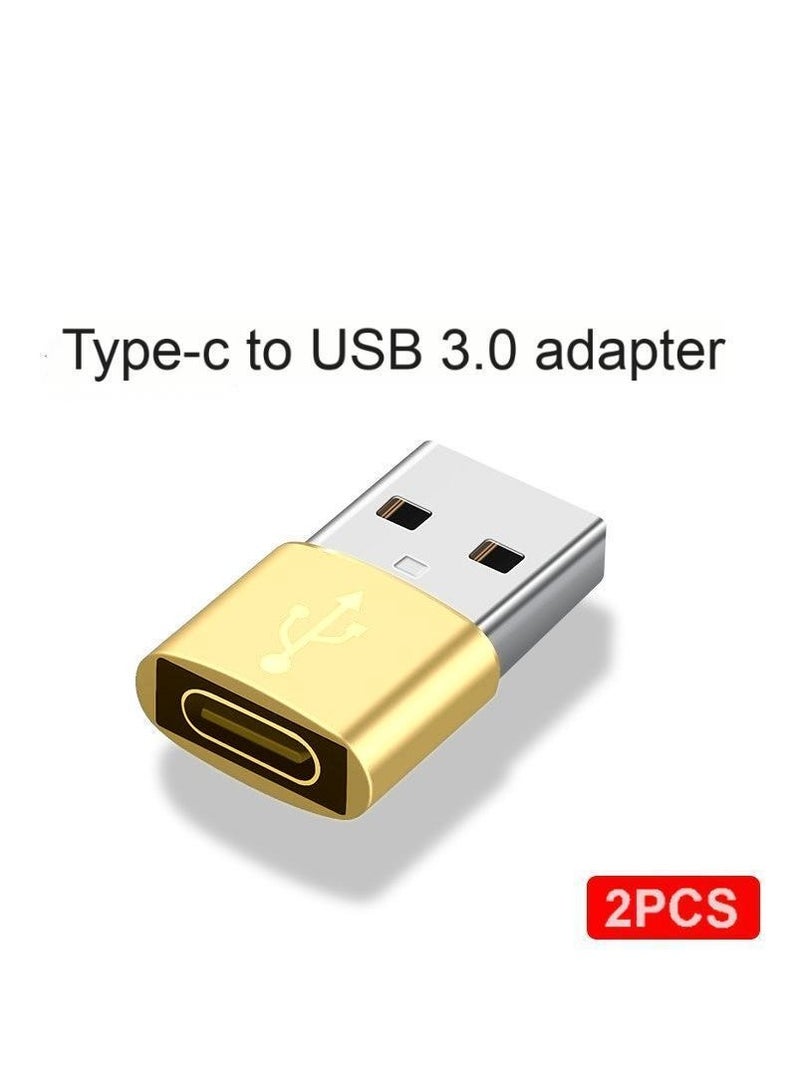 2-Piece Type-C to USB-A Converter OTG Adapter Set – USB 3.0 Technology, Supports Data Transfer & Charging – Gold - Image 1