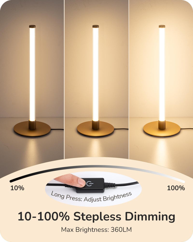 EDISHINE Modern Table Lamp, LED Slim Bedside Lamp with 360Â° Illumination, Stepless Dimming & 3 Color Temperature, Nightstand Lamp for Bedroom, Living Room, Gold - Image 4