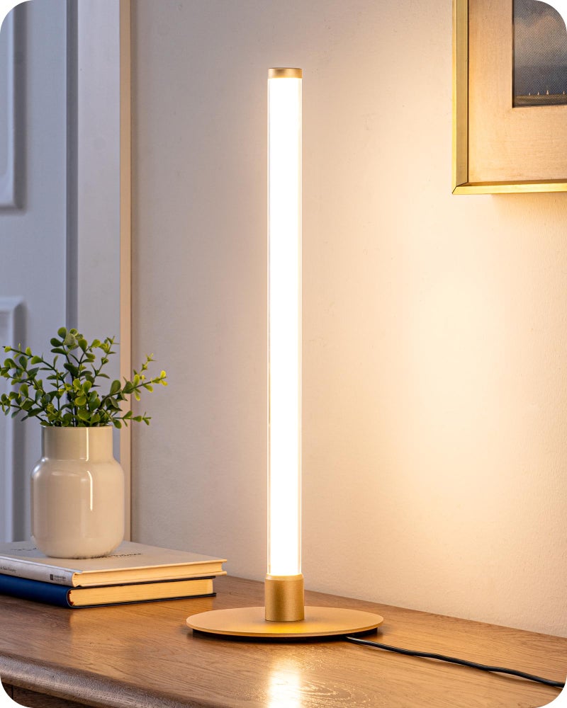 EDISHINE Modern Table Lamp, LED Slim Bedside Lamp with 360Â° Illumination, Stepless Dimming & 3 Color Temperature, Nightstand Lamp for Bedroom, Living Room, Gold - Image 1