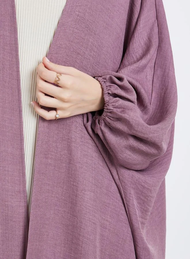Amirah  Women Pink Textured Open Front Abaya for Women | Best Price UAE