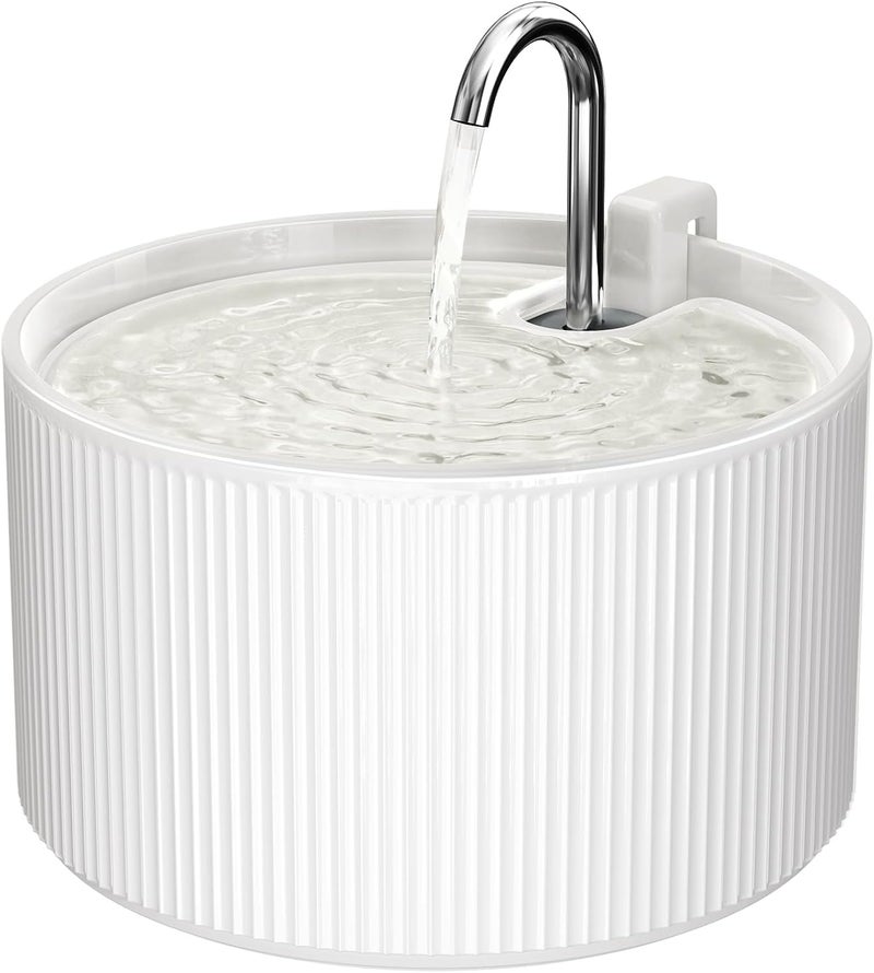 Voluas Ceramic Cat Water Fountain: 2.2L/74oz Cat Fountains for Drinking, Automatic Pet Water Dispenser with Ultra-Quiet Pump and Replacement Filter, Kitty Watering Supplies Indoor Easy Clean BPA-Free - Image 1