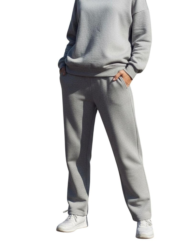 Mack Jonney Women’s Solid Fleece Track Pants | Warm & Durable Casual Lowers | Trendy Lowers-M5327 Melange - Image 1