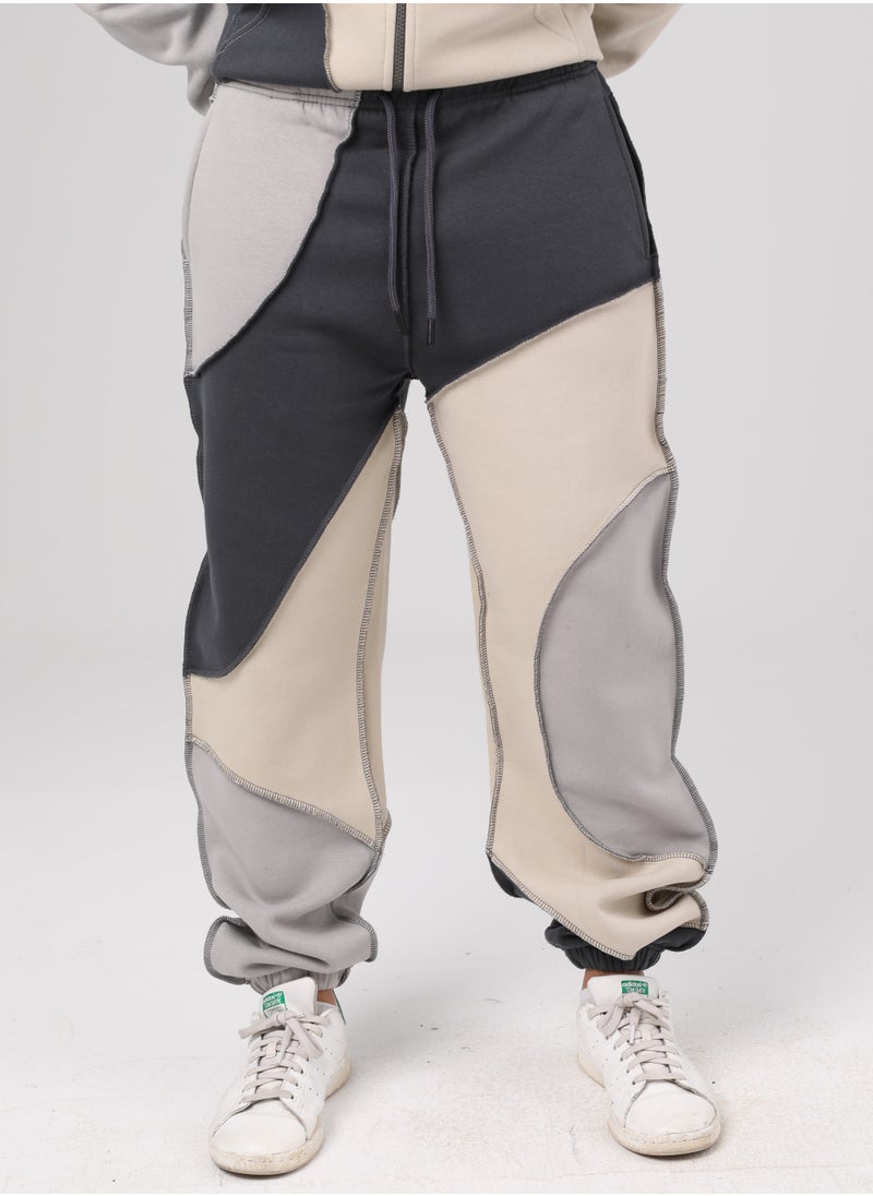 ASTK 3 Color Combo Sweatpants With Patchwork  - Image 2
