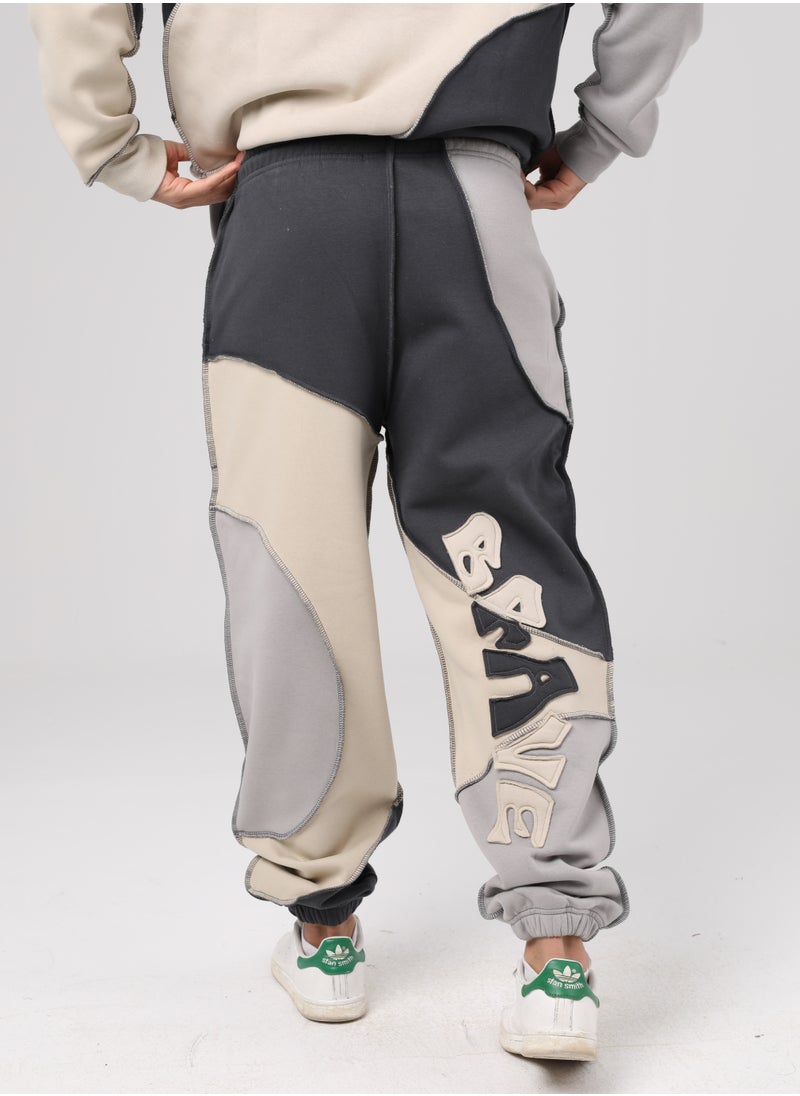 ASTK 3 Color Combo Sweatpants With Patchwork  - Image 4