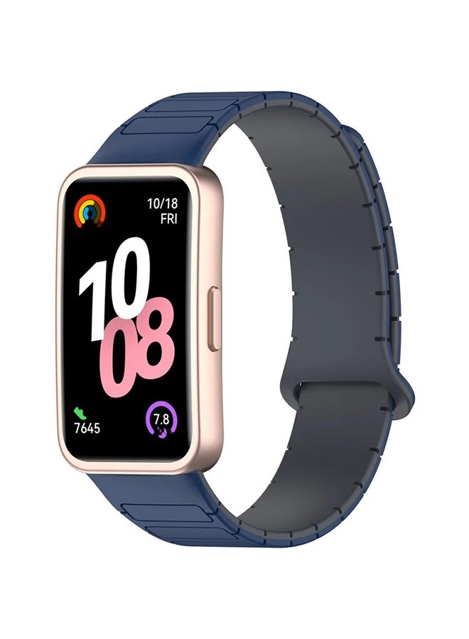 O Ozone Magnetic Loop Strap for Huawei Band 10 | Huawei Band 9 |8 Watch Band,Silicone Sport Strap Watchband,Magnetic Silicone Replacement Wristband-Dark Blue - Image 1