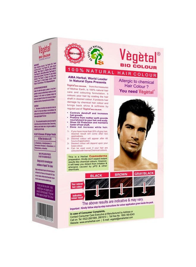 Vegetal Bio Hair Colour Soft Black 50g (Pack of 2) Achieve Natural, Ammonia-Free Hair Color PPD-Free, 100% Herbal Certified Organic for Men & Women UV Protection & Luster Maintenance Complete Kit - Image 2