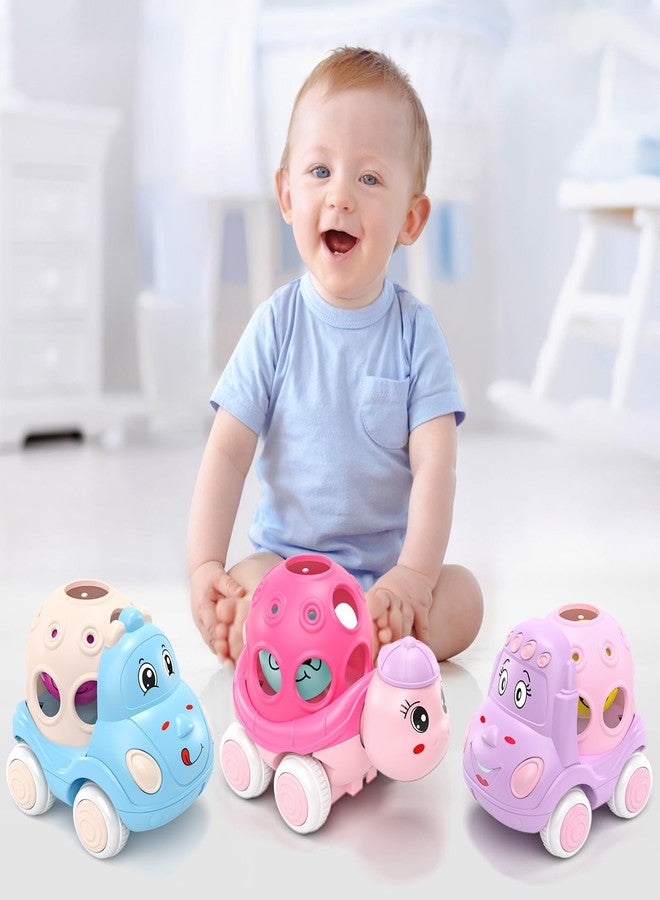 xFFFun Baby Girl Toy Cars for Toddlers 1-3, Push and Go Rattle Cars for Baby Toy 6-9-12-18 Months, First Birthday Gifts for 1 2 Year Old Girls, Infant Pink Friction Truck Set Valentines Gift - Image 2