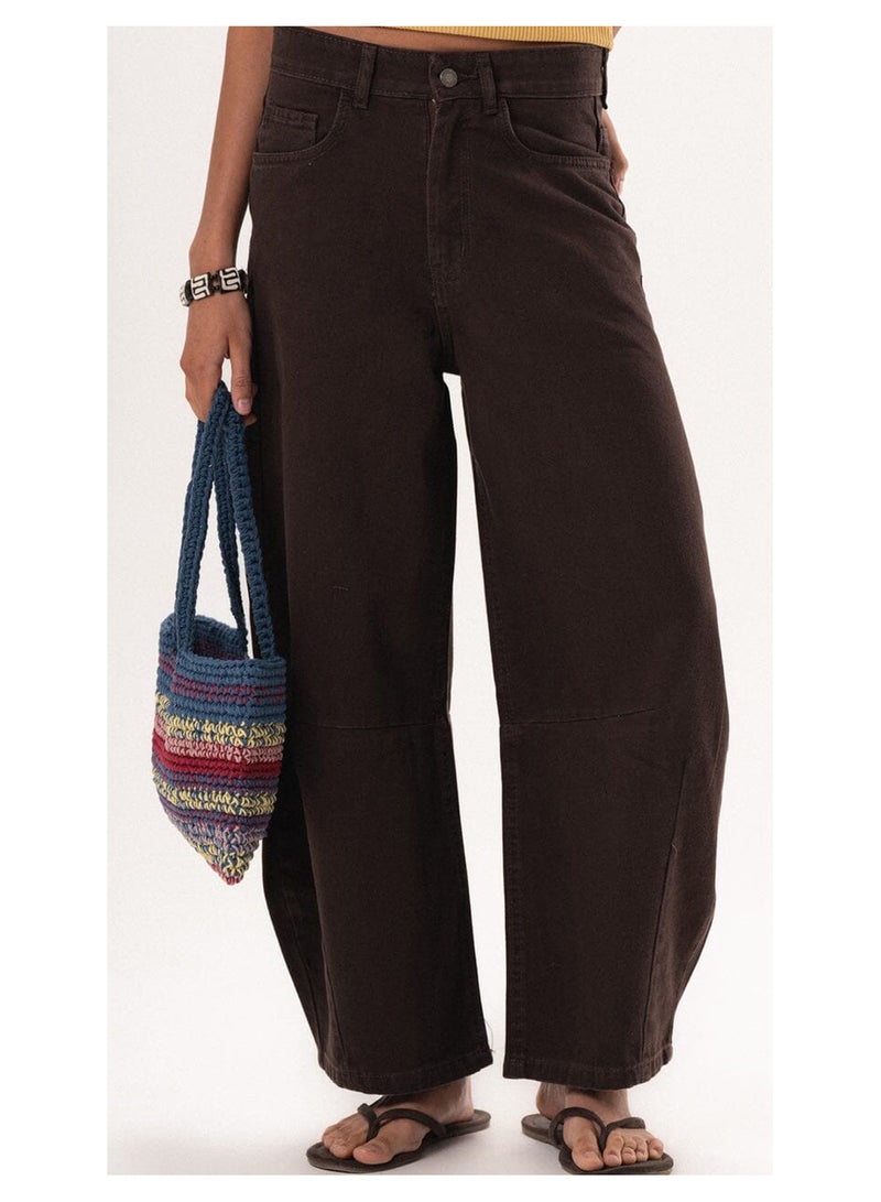 In Your Shoe Female Brown Barrel Fit Jeans - Image 2