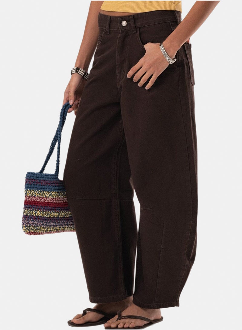 In Your Shoe Female Brown Barrel Fit Jeans - Image 3