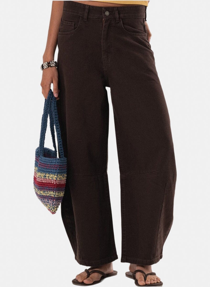 In Your Shoe Female Brown Barrel Fit Jeans - Image 1