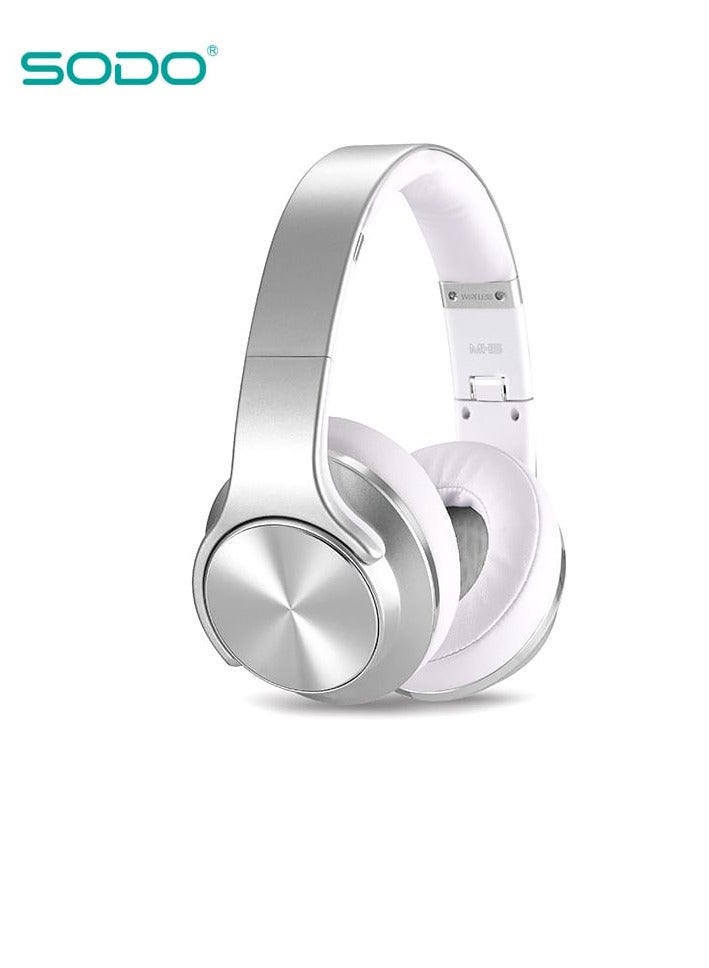 SODO Bluetooth Over-Ear Headphones With Mic Silver/White - Image 1