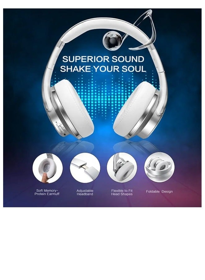 SODO Bluetooth Over-Ear Headphones With Mic Silver/White - Image 5